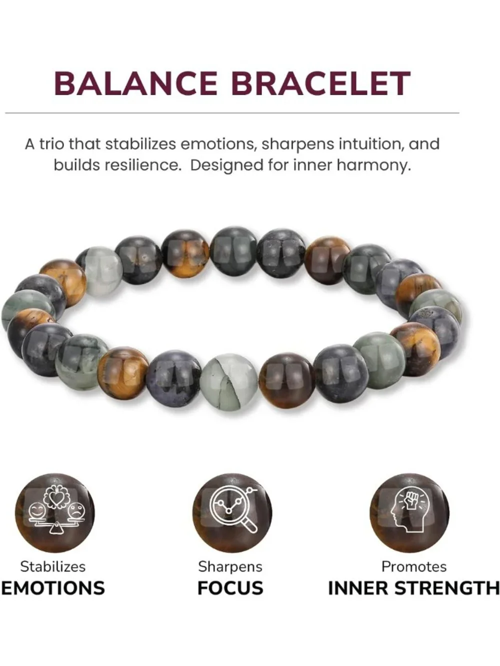 Healing Crystal Bracelet | Natural Gemstone Beads | Adjustable Energy Bracelet